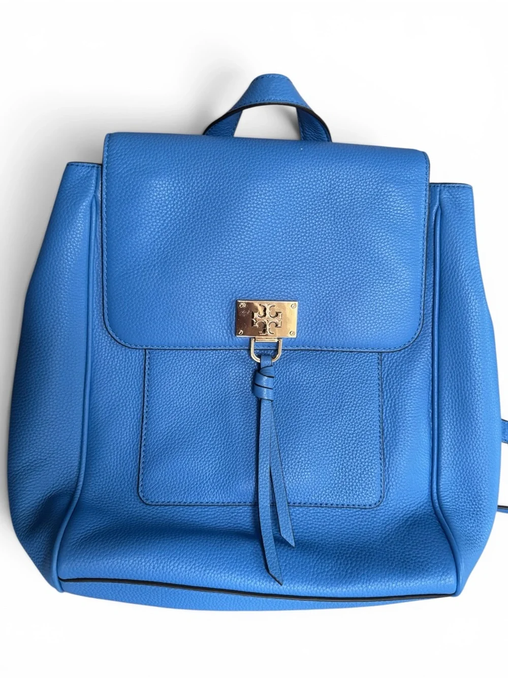 Tory Burch Eve Flap Backpack - High Tide Blue - Pebbled Leather -Like New
